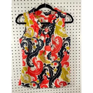 Milly Vintage Silk Tie Neck Paisley Tank Sz 4 *Flaw